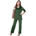 Plus Size Women's Velour Jogger Set by Roaman's in Midnight Green (Size 38/40)