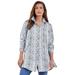 Plus Size Women's Kate Tunic Big Shirt by Roaman's in White Layered Animal (Size 16 W) Button Down Tunic Shirt