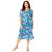 Plus Size Women's Stretch Lace Fit & Flare Dress by Catherines in Deep Teal Watercolor Floral (Size 6X)