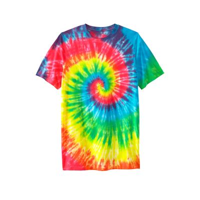 Plus Size Women's Lightweight Longer-Length Tie-Dye Crewneck by KingSize in Rainbow Tie Dye (Size 3XL)