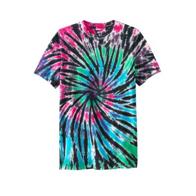 Plus Size Women's Lightweight Longer-Length Tie-Dye Crewneck by KingSize in Black Tie Dye (Size 4XL)