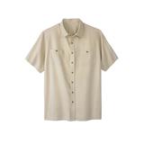 Plus Size Women's Short-Sleeve Linen Shirt by KingSize in Stone (Size 2XL)