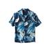 Plus Size Women's KS Island Printed Rayon Short-Sleeve Shirt by KS Island in Navy Palm (Size 3XL)