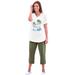 Plus Size Women's Two-Piece V-Neck Tunic & Capri Set by Woman Within in Dark Olive Green Palms (Size M)