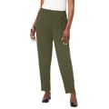 Plus Size Women's Stretch Knit Crepe Straight Leg Pants by Jessica London in Dark Olive Green (Size 26 W) Stretch Trousers