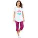 Plus Size Women's Two-Piece V-Neck Tunic & Capri Set by Woman Within in Flamingo Love (Size 6X)