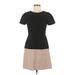 BCBGMAXAZRIA Casual Dress - Mini High Neck Short sleeves: Black Color Block Dresses - Women's Size 6
