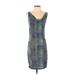 BCBGMAXAZRIA Casual Dress - Sheath Scoop Neck Sleeveless: Blue Snake Print Dresses - Women's Size Small