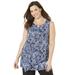 Plus Size Women's Monterey Mesh Tank by Catherines in Dark Sapphire Allover Palms (Size 3X)