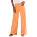 Plus Size Women's Wide-Leg Soft Knit Pant by Roaman's in Orange Melon (Size 3X) Pull On Elastic Waist