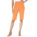 Plus Size Women's Soft Knit Bermuda Short by Roaman's in Orange Melon (Size M) Pull On Elastic Waist