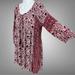 American Eagle Outfitters Dresses | American Eagle Bohemian Floral Lace Up Tassel Tie Viscose Peasant Dress Medium | Color: Red | Size: M
