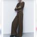 Zara Pants & Jumpsuits | Nwot Zara High Waist Wide Leg Ribbed Knit Trousers, Tall | Color: Brown/Gray | Size: L