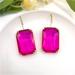 Anthropologie Jewelry | Hot Pink Jewel Framed Earrings | Color: Pink | Size: Os