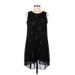 Annalee + Hope Casual Dress - Shift Crew Neck Sleeveless: Black Print Dresses - Women's Size Medium