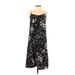 Madewell Casual Dress - Midi: Black Paint Splatter Print Dresses - Women's Size P