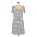 White House Black Market Casual Dress - A-Line Boatneck Short sleeves: White Stripes Dresses - Women's Size Medium