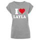 T-Shirt MERCHCODE "Damen Ladies I Love Layla X T-Shirt" Gr. M, grau (heathergrey) Herren Shirts T-Shirts