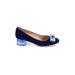 Salvatore Ferragamo Heels: Pumps Chunky Heel Feminine Blue Print Shoes - Women's Size 5 - Almond Toe
