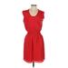 Eliza J Casual Dress - Popover: Red Solid Dresses - Women's Size 4