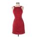 Zara Casual Dress - Sheath Square Sleeveless: Red Print Dresses - Women's Size X-Small