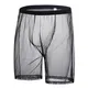 Boxer pour hommes sous-vêtement en maille transparent avec poche de soutien culotte longue