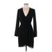 Babaton Casual Dress - Mini Plunge Long sleeves: Black Solid Dresses - Women's Size X-Small