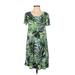 Spense Casual Dress - Shift Scoop Neck Short sleeves: Green Print Dresses - Women's Size Small