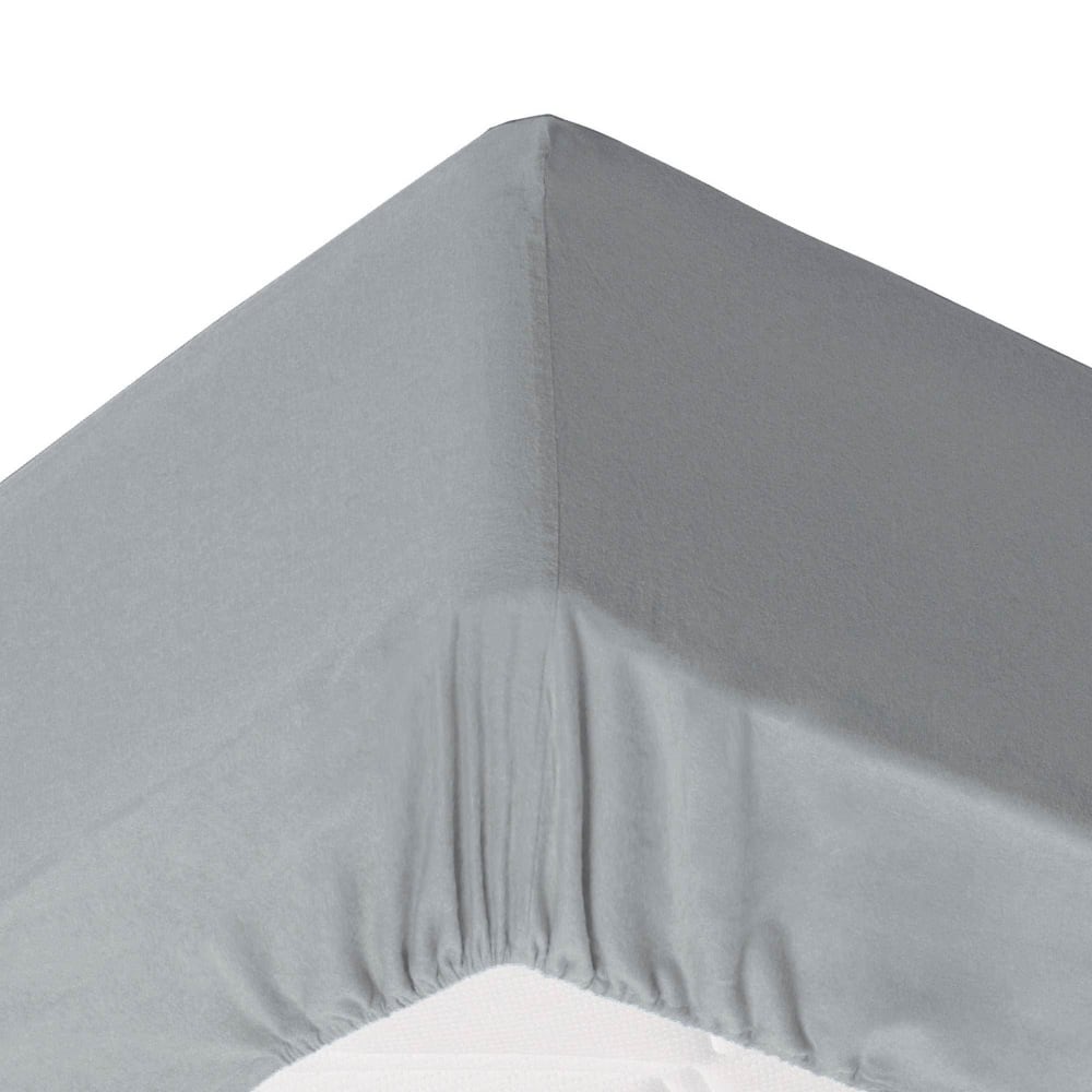 Drap-housse grand bonnet en coton gris galet 180x200x32cm