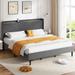 Futzca Bed Frame with Velvet Fabric Headboard