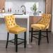 Contemporary Velvet Upholstered Barstools Leisure Style Bar Chairs Set of 2