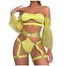 Summer Savings PPgejGEK Lingerie for Women Ladies Fashion Sexy Lingerie Hollow Out Ribbon Bundled Style Puff Sleeves Sexy Underwear Thong Belt Suit on Clearance