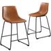 Homall Barstools PU Leather Counter Bar Stool With Back and Footrest Set of 2, Brown