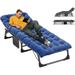 ABORON 5-Fold Portable Folding Chaise Lounge Chair Camping Cot with 2 Sided Cushion & Pillow Adjustable Patio Recliner for Garden Beach Outdoor/Indoor