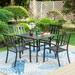 PHI VILLA 5-pc. Metal E-coat Indoor/Outdoor 37-in. Square Dining Table and Armchairs Modern Chairs