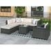 U_Style 8 Piece Rattan Sectional Seating Group with Cushions Patio Furniture Sets Outdoor Wicker Sectional