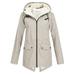 iOPQO Womens Jacket Rain Jacket Women Women Outdoor Loose Plush Solid Plus Thick Warm Women Hooded Raincoat Size Windproof Winter Outdoor Women s Coat Coats for Women Winter Coat Beige L