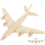 Block Puzzle DIY Airplane Model 3d Puzzles Construction Kits Wooden Jigsaw for Kids Blank Brain Teaser Three-dimensional Toy Child