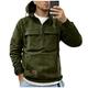 Gym Hoodies for Men Hooded with Pockets Quarter Zip Pullover Loose Fit Long Sleeve Cargo Sweatshirt Solid Color Half Zip Workout Cycling Sports Jackets Cold Weather Winter Drawstring Shirts Green 3XL