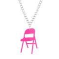 Beauty Clearance Under $15 Folding Chair Necklace Chair Sports Necklace Campaign Chair Necklace Acrylic Backrest Small Chair Necklace Hot Pink