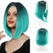 ZTTD Party Wig Gradient Short Straight Hair Highlight Female Wig Wig Realistic Straight With Flat Bangs Synthetic Colorful Daily Party Wig Natural As Real Hair Dark Green