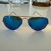 Ray-Ban Accessories | Blue Aviator Ray-Bans Mirror Sunglasses Gold Frame With Case | Color: Blue/Gold | Size: Os