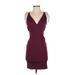 Lulus Cocktail Dress - Mini V-Neck Sleeveless: Burgundy Solid Dresses - Women's Size X-Small