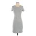 Old Navy Casual Dress - Bodycon Crew Neck Short sleeves: Gray Print Dresses - Women's Size X-Small Petite