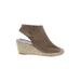 Bettye Muller Wedges: Tan Print Shoes - Women's Size 41 - Peep Toe