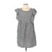Shein Casual Dress - Mini Scoop Neck Short sleeves: Gray Checkered/Gingham Dresses - Women's Size Large