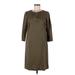 Talbots Casual Dress - Shift Crew Neck 3/4 sleeves: Brown Print Dresses - Women's Size 6