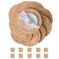 Laquedecraft 13.8" Round Placemats Set of 10 + 10 Woven Napkin Rings | Boho Rattan Woven Placemats | Farmhouse Spring Placemats | Table Wicker Placemats