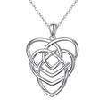 925 Sterling Silver Good Luck Irish Motherhood Celtic Knot Love Heart Pendant Necklace for Women Ladies Mom Birthday Gift, 18 Rolo Chain (Celtic Motherhood Knot Necklace), Sterling Silver, No