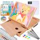 Falling in Art Beechwood Tabletop Easel Set with 12 Tubes Acrylic Paints, Canvas Panels, Brushes, Palette – 24 Pieces Artist Acrylic Painting Set Tools Kit